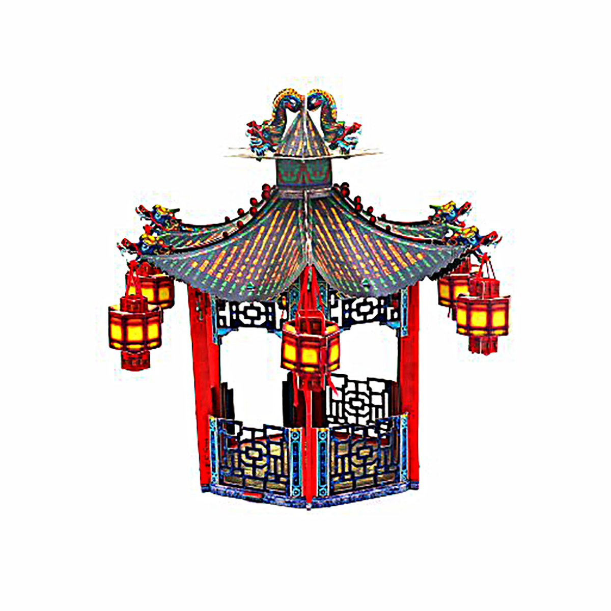 3D Puzzle KARTONMODELLBAU Papier Modell Geschenk Spielzeug Chinesischer Pavillion